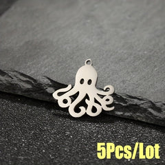 5PCS Stainless Steel Octopus Charms For DIY Jewelry Making