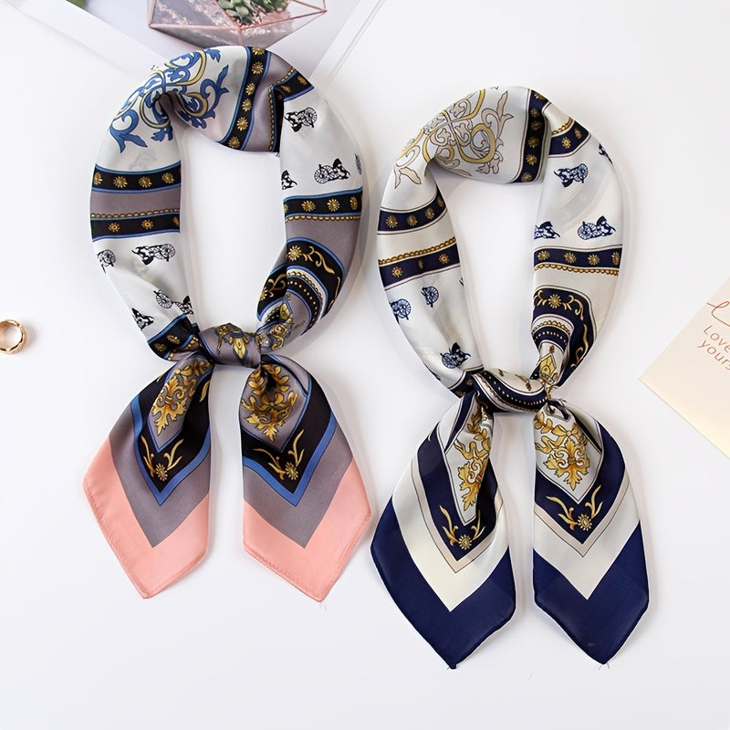Vintage Print Thin Scarf Small Shawl Neckerchief