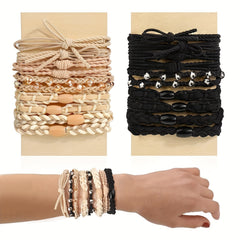 20pcs Crystal Boho Hair Ties Elastic Ponytail Holder Hair Rope 5 Styles