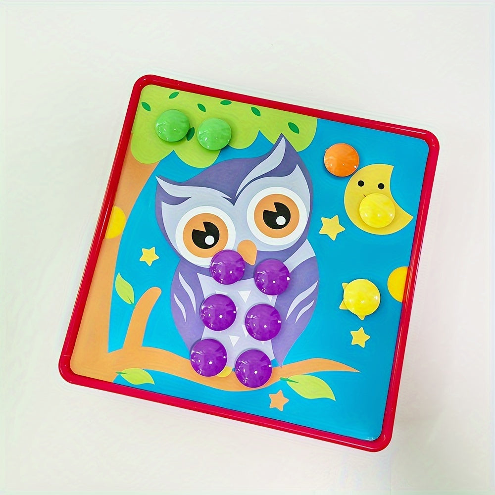 Creative Button Art Craft Kit for Kids - Fun Mosaic Pegboard Toy Set