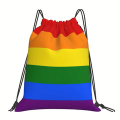 LGBTQ Rainbow Stripe Backpack Pride Month Drawstring Storage Bag
