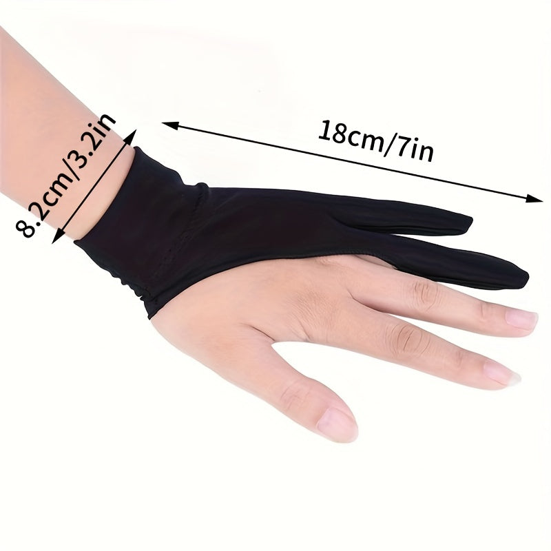 Drawing Gloves for Women & Men Two Fingers Right Left Hand Black