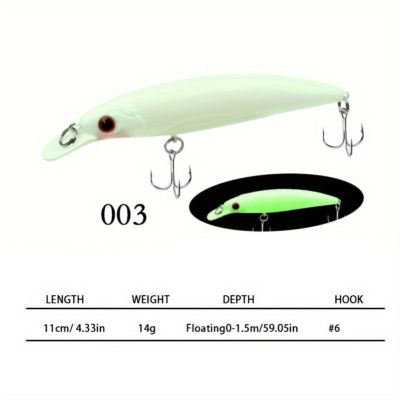 1pc 14g Floating Bionic Minnow Lure Hard Bait With Treble Hook