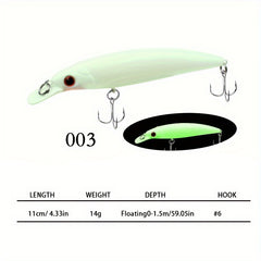 1pc 14g Floating Bionic Minnow Lure Hard Bait With Treble Hook