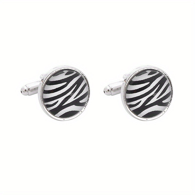 Men's French Cufflinks Tree Of Life World Map Sea Wave Striped Cufflinks