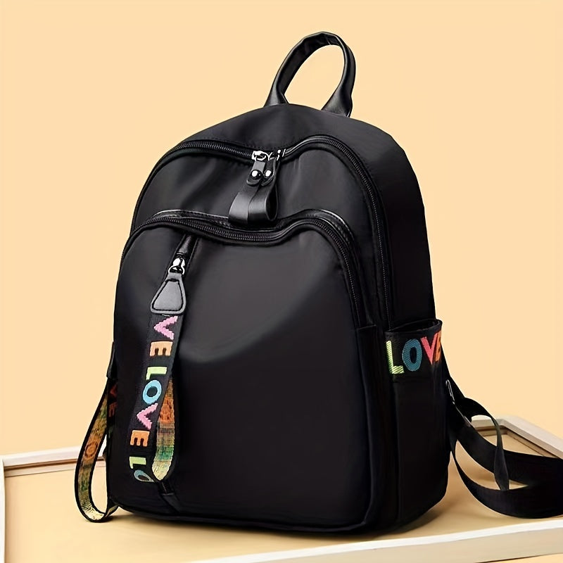 Nylon Backpack Letter Graphic School Bag Women