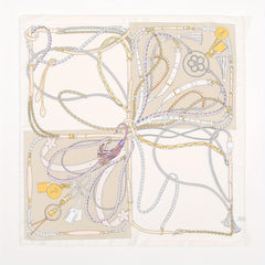 Chain Print Beige Bandana Boho Square Scarf Head Wrap