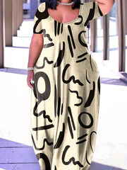  Casual Dress Women's Plus Letter & Heart Print Maxi Dress