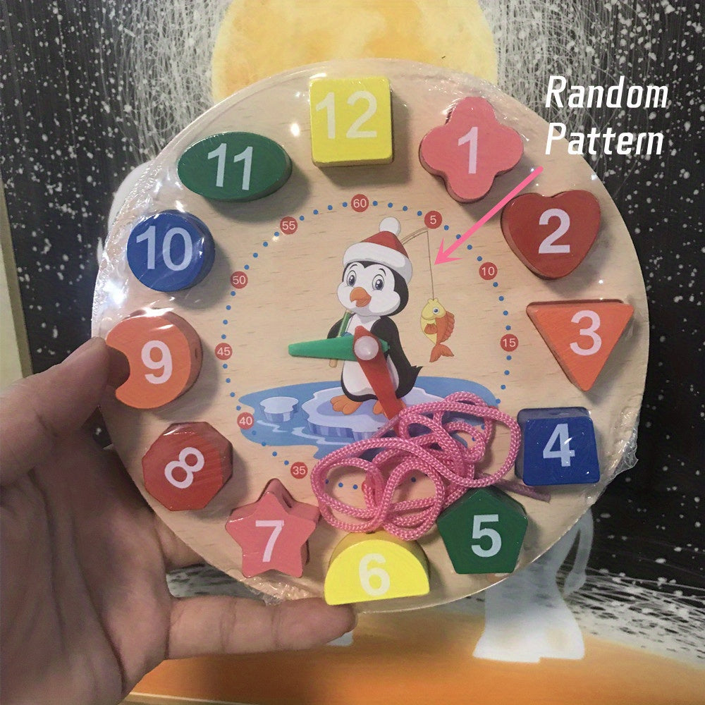 Montessori Educational Puzzle Toys Clock Beading 3D Geometric Boards