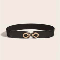 Double Snake Buckle Elastic Belt Wide Waistband Vintage Girdle