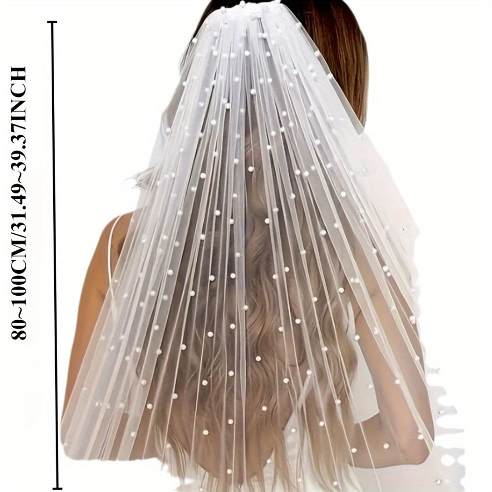 Handcrafted Bridal Veil with Colorful Rhinestones