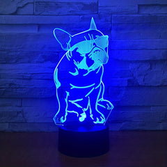 French Bulldog Dog Night Light 3D Puppy Illusion Lamp 16 Colors Remote Control