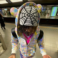 Y2K Gothic Spider Web Jacquard Skull Cap Unisex Warm Knit Hat