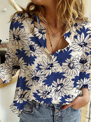  Daisy Print Button Up Collar Shirt