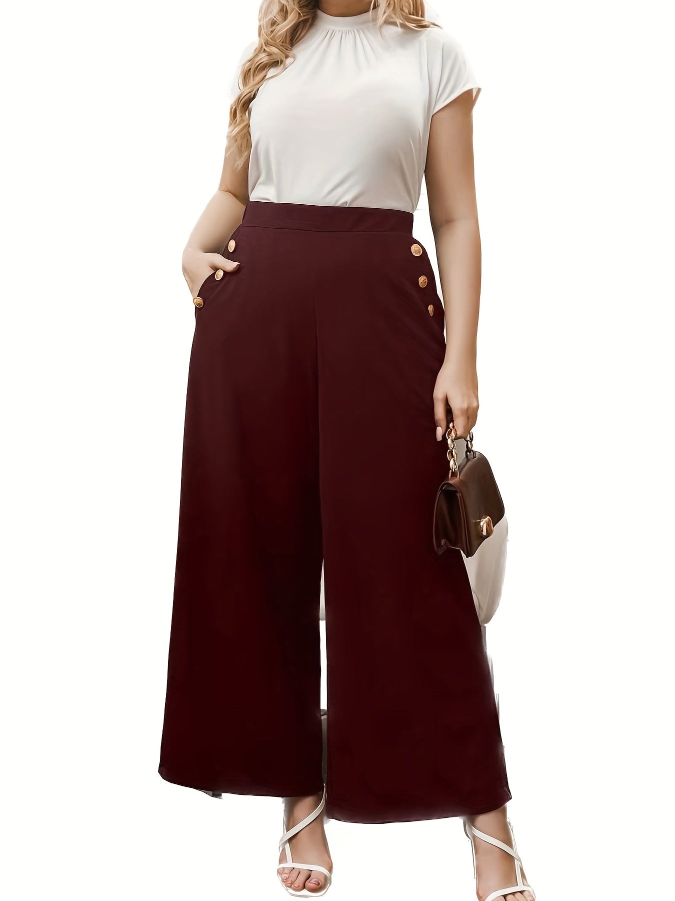  Women's High Rise Loose Pants With Pockets