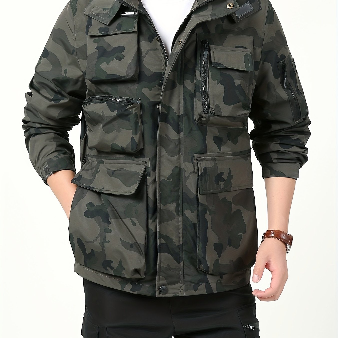 Men's Camo Hooded Jackets Comfy Military Style Coats
