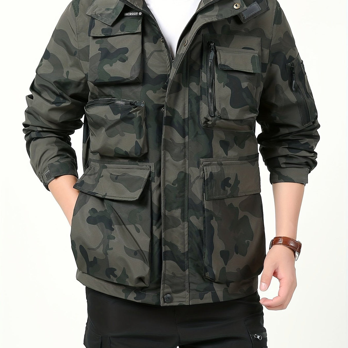 Men's Camo Hooded Jackets Comfy Military Style Coats
