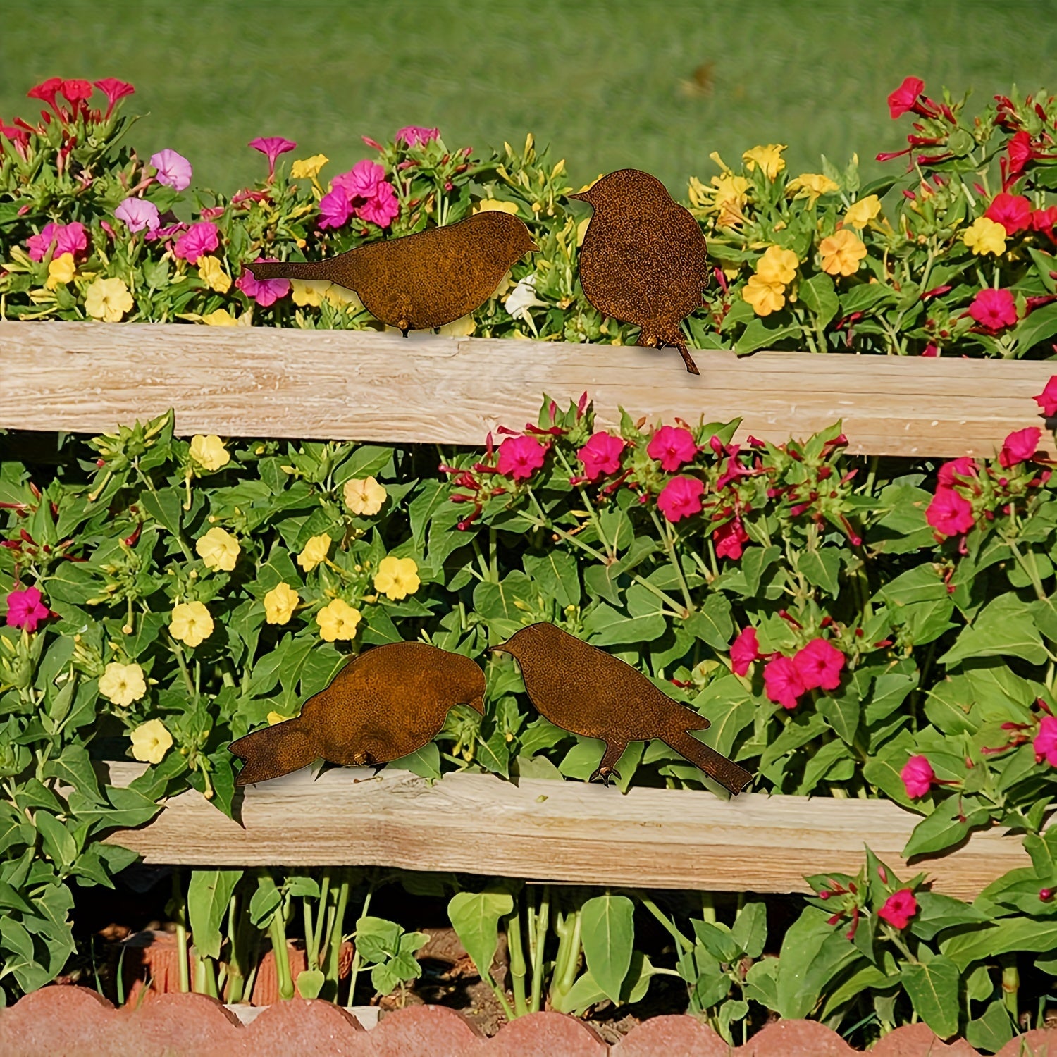 4pcs Metal Bird Silhouette Decorations for Gardens, Farmhouses, Outdoor Decor
