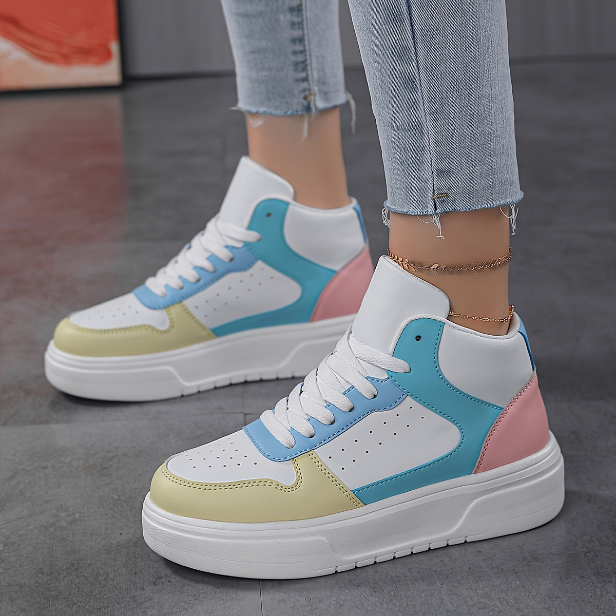 Women's High Top Skate Shoes Wear Resistance Non Slip Chunky Sneakers