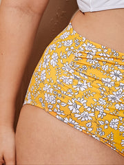  Solid Wave Trim Cami Top & Floral Print Pants Bikini Set