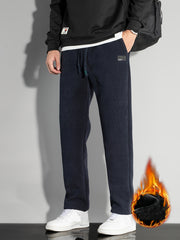 Men's Fleece Joggers Drawstring Pocket Windproof Sweatpants
