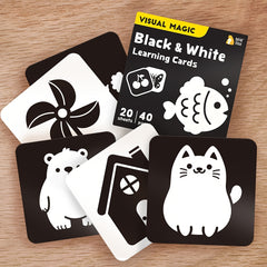 40 Pages Baby Flashcards High Contrast Newborn Brain Development Toy