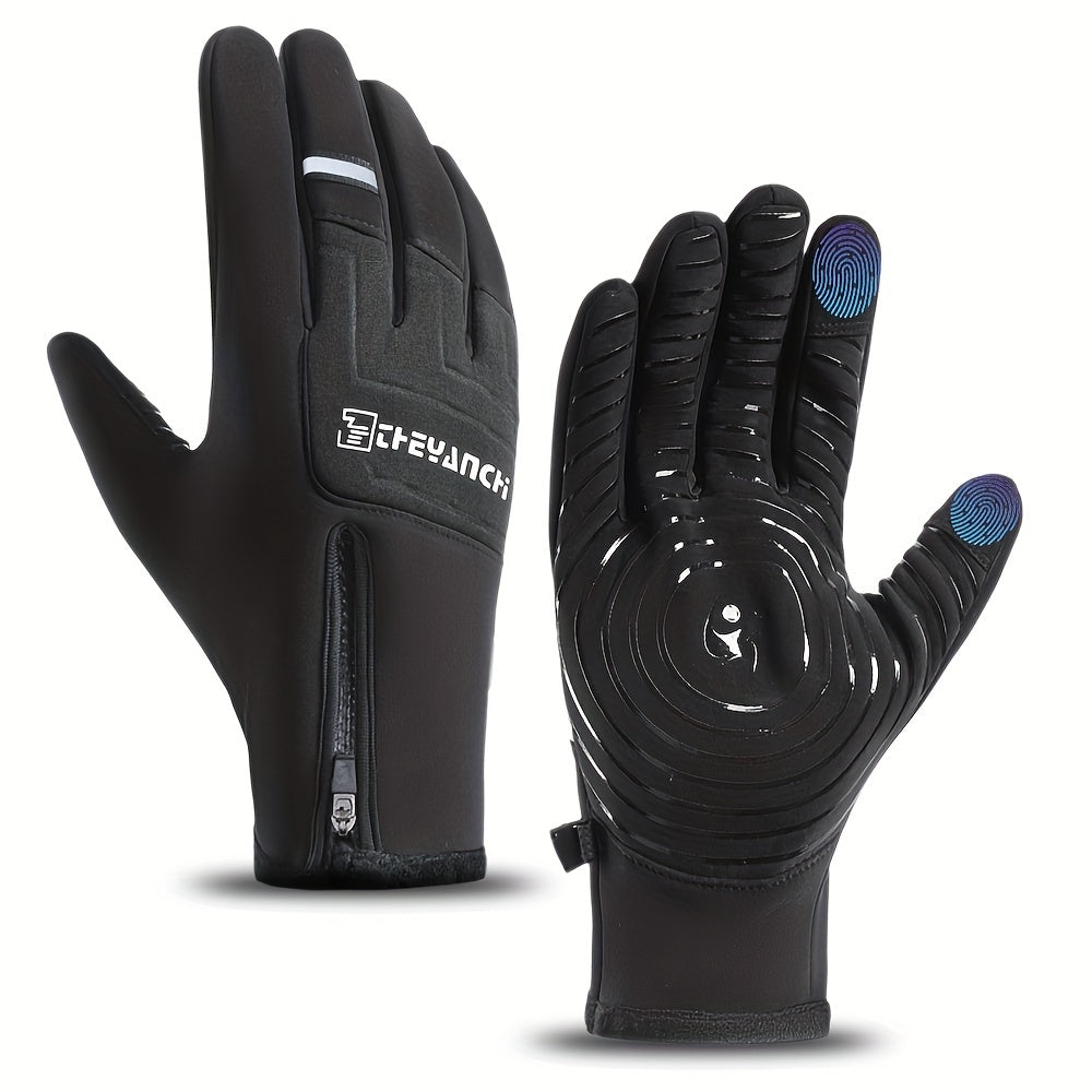 Men's Outdoor Winter Plush Warm Touch Screen Gloves Windproof Waterproof