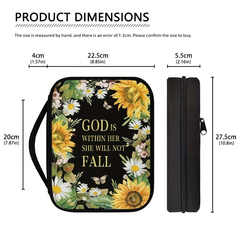 Sunflower Floral Bible Cover Case For Women Girls With Handle