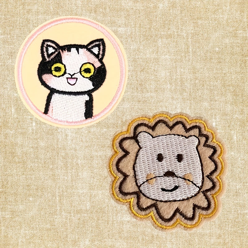 Cute Cats & Lions Embroidery Stickers for Decoration
