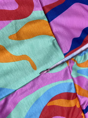  Colorblock Abstract Print V Neck Jumpsuit
