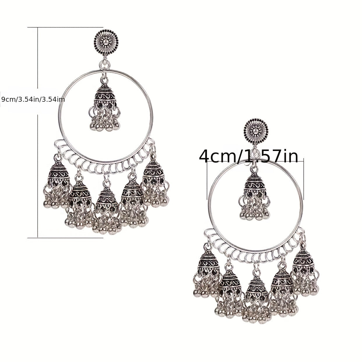 Vintage Indian Hoops Jhumka Earrings - Female Jewelry