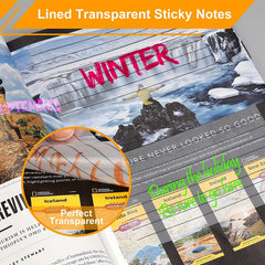200 Sheets Line Transparent Sticky Notes Combo Pack
