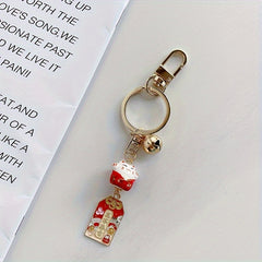 Fortune Lucky Cat Keychain Keyring Ceramics Key Chain Car Bag Pendent