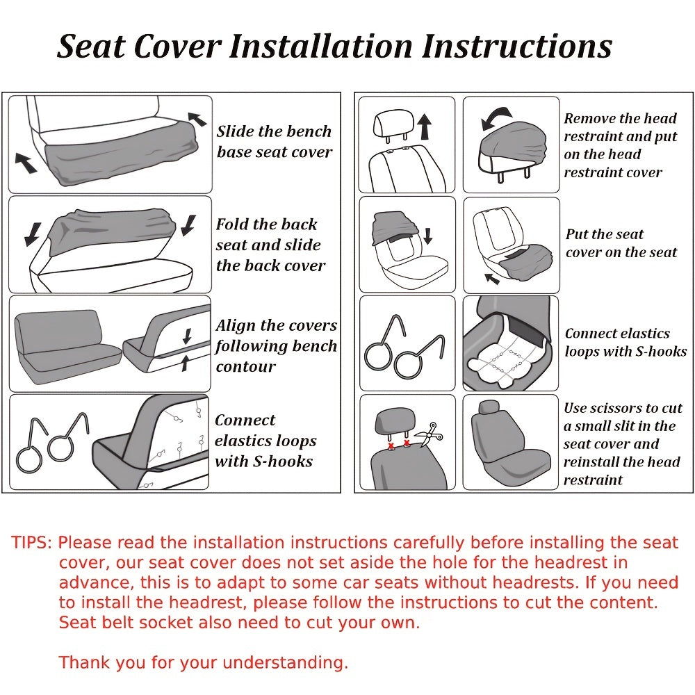 9PCS Waistline Pattern Car Seat Cover