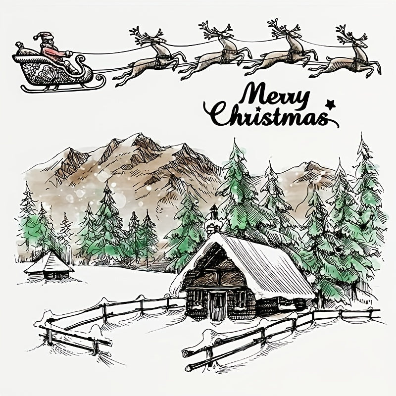 Christmas Transparent Stamps Xmas Theme City House Background