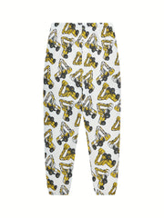 Boys Excavator Cotton Pajamas Set Long Sleeves Comfortable Homewear