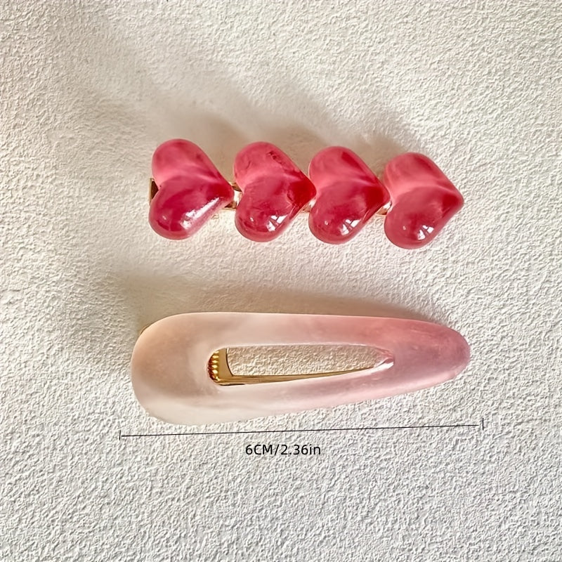 Gradient Jelly Heart Hair Clip for Women