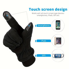 Thick Fleece Lining Touch Screen Gloves Winter Warm Outdoor Cycling Gloves