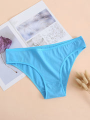 6 Pack Plus Size Basic Panties Set Women's Plus Solid Medium Panties