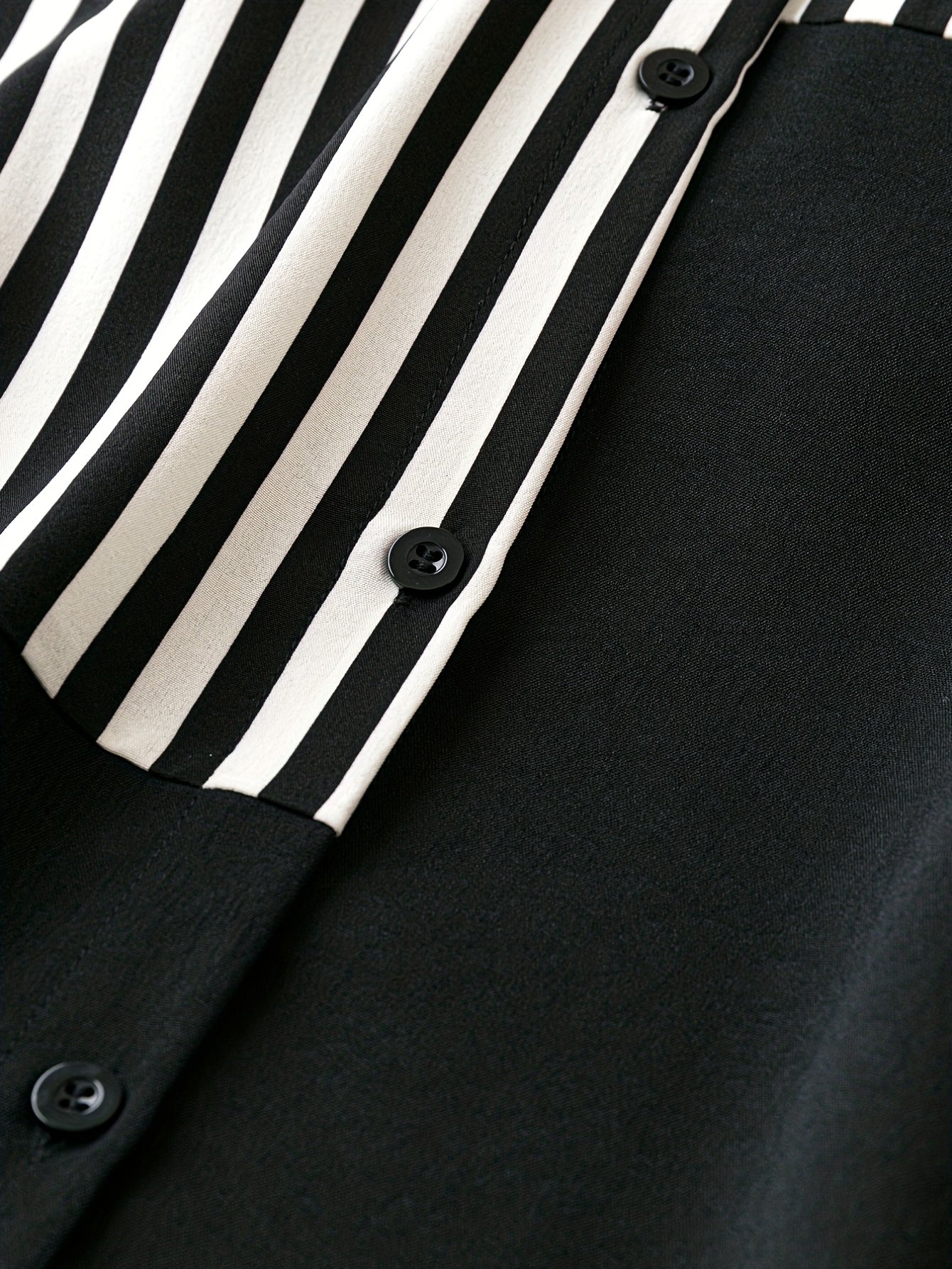  Colorblock Stripe Print Short Sleeve Blouse
