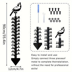 Metal Snow Gauge Large Snowfall Measuring Tool Winter Bird Shape Iron