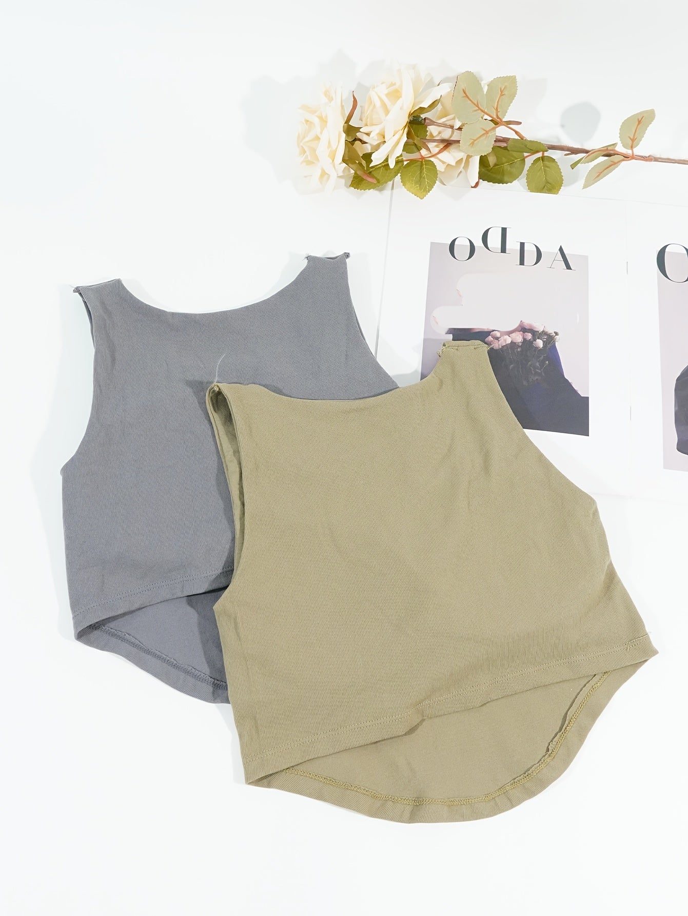 2pcs Square Neck Cami Tops Women's Lingerie