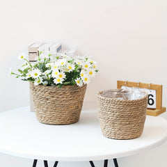 Straw Woven Storage Basket Flower Pots Plant Container Indoor & Outdoor