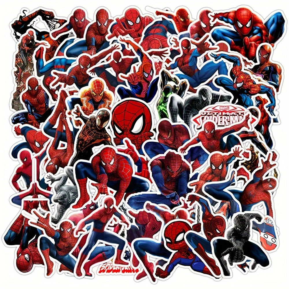 50pcs Spider Man Waterproof Stickers Mixed Colors DIY Superh