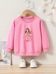 OERYUI Cartoon Princess Crew Neck Pullover Top for Kids