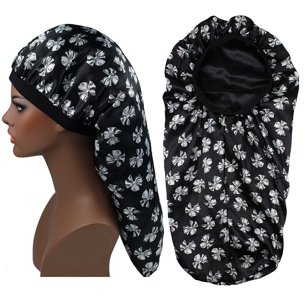 Flower Print Satin Bonnet Silk Sleep Cap for Women