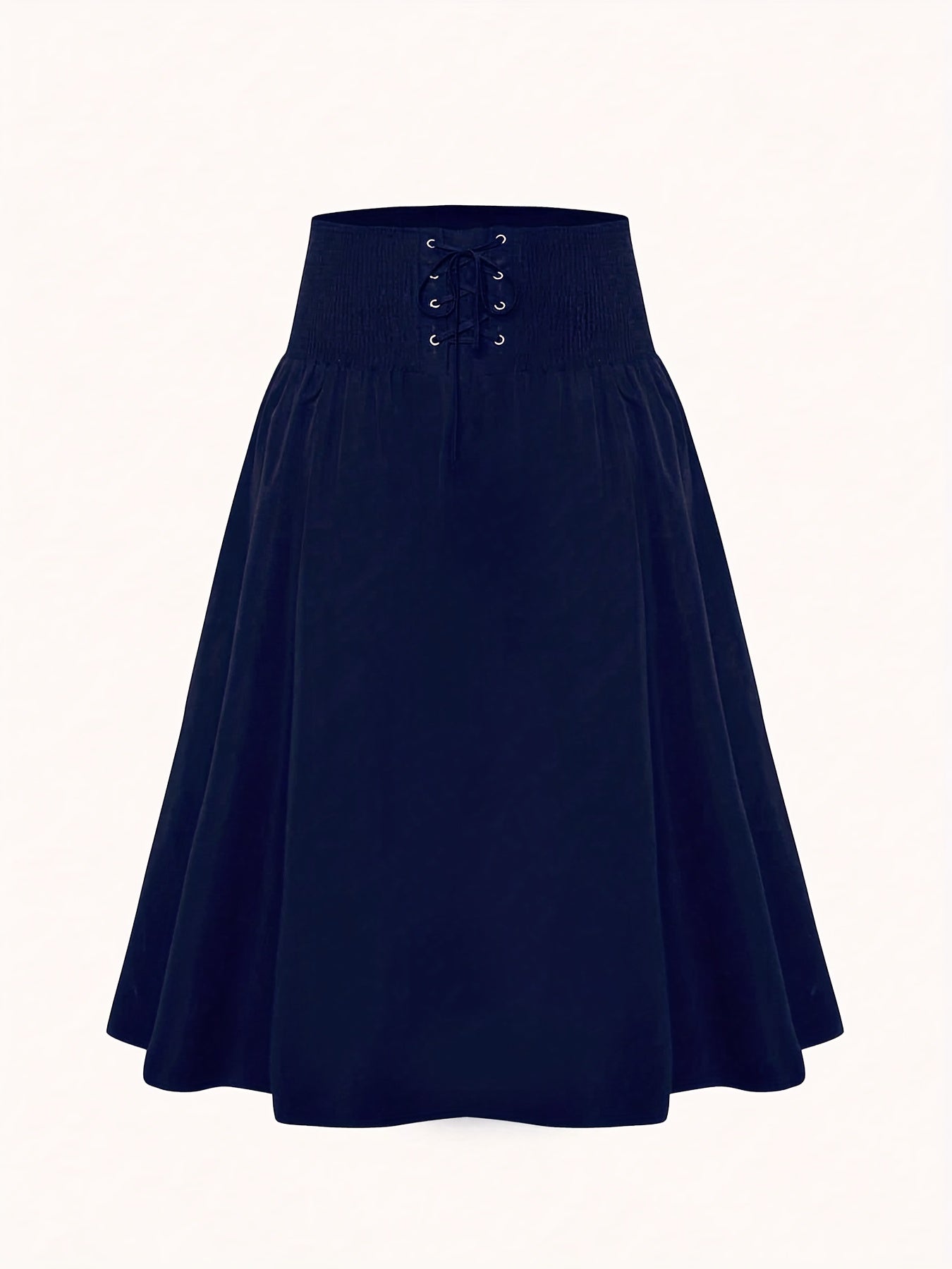  Casual Skirt Women's Plus Solid Lace Up High Rise Maxi Skirt