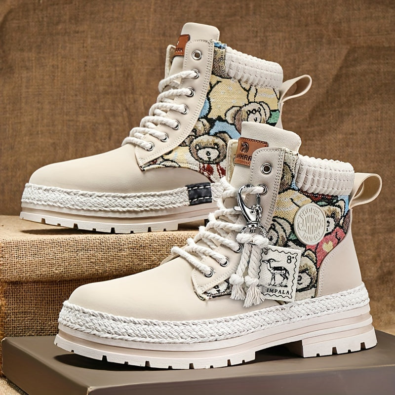 Men's High Top PU Leather Boots Comfy Casual Sneakers