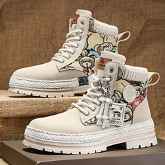 Men's High Top PU Leather Boots Comfy Casual Sneakers