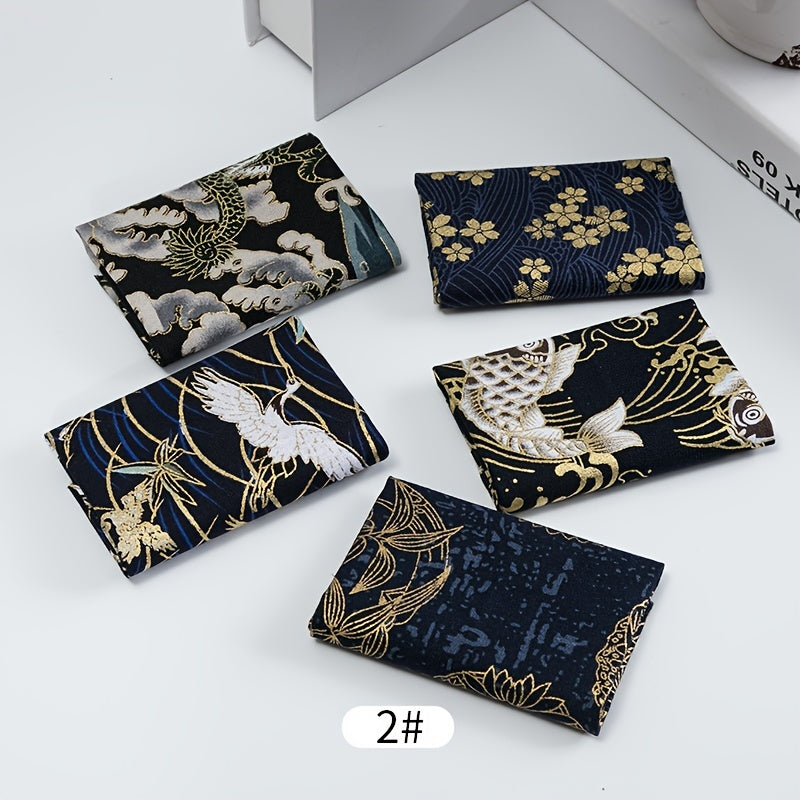 5pc Bronzing Cotton Patchwork Cloth Japanese Floral DIY Decoration